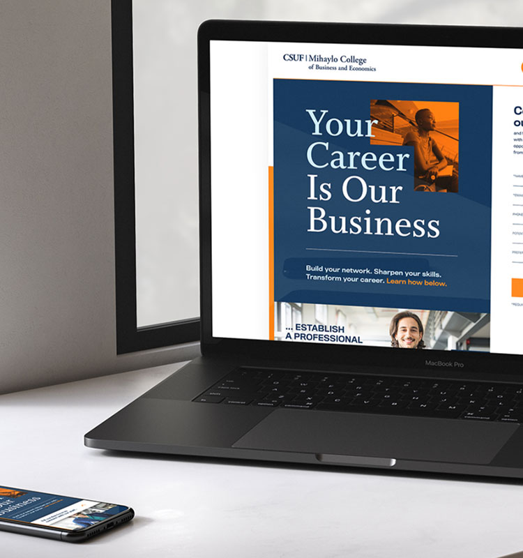 CSUF landing page on laptop and mobile device