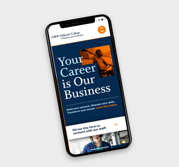 CSUF landing page on mobile device