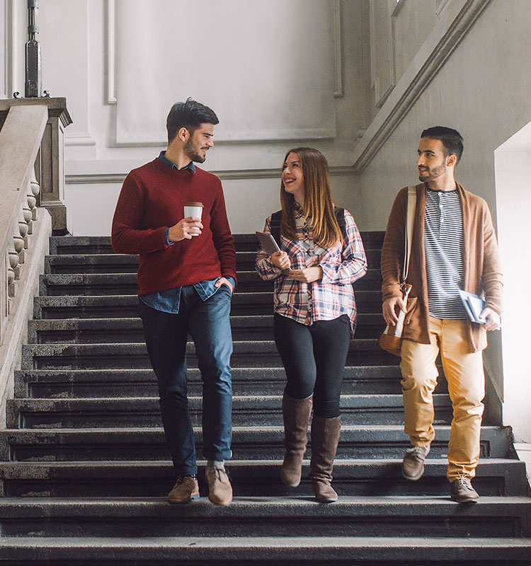 IVC students walking down stairs