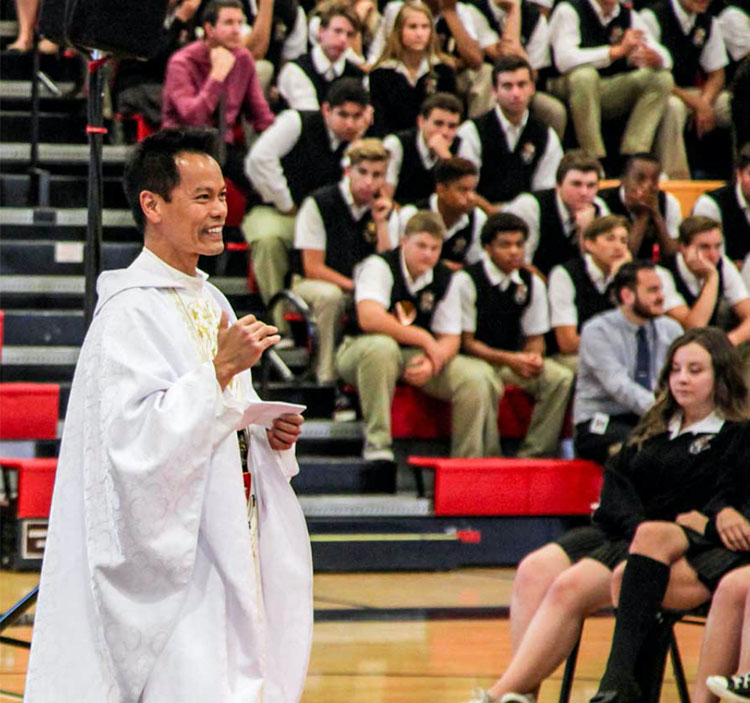 Priest at assembly