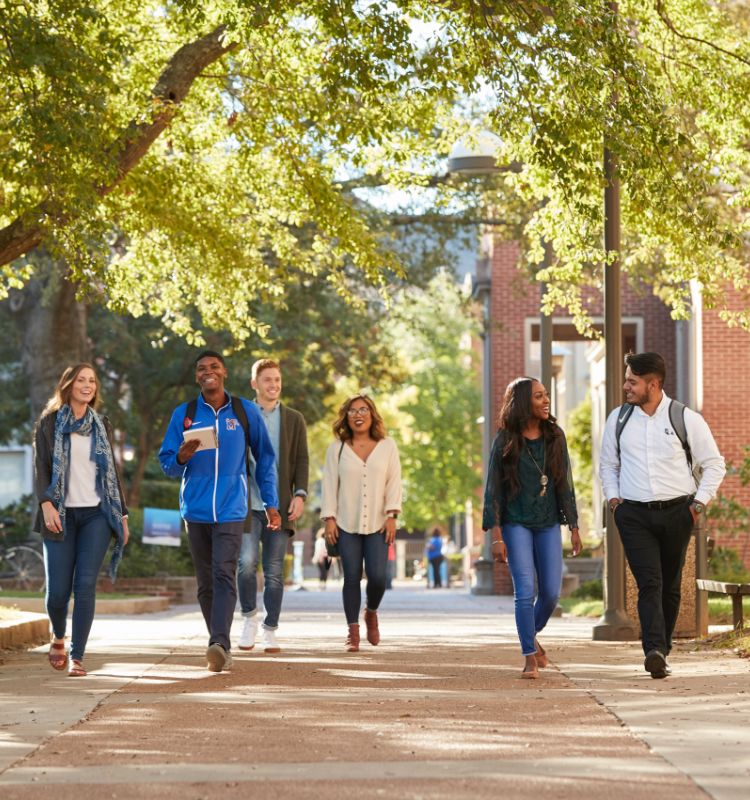 Students walking on campus